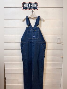 BIG SMITH Blue Denim Overalls 42x32 Workwear Style unisex